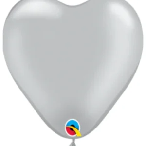 Lateksballonger (100stk): Hjerteformet - Silver- 15cm