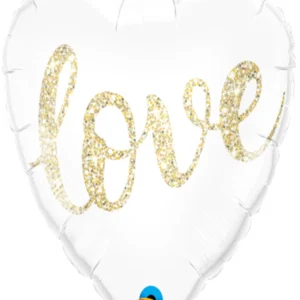 Folieballong: "love" - Hjerteformet - white - 46cm