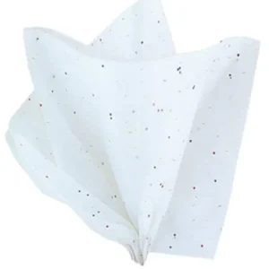Silkepapir (5stk): Hvit med glitter - 51cm x 60cm