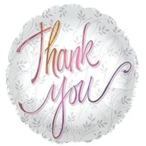 Folieballong: "Thank You" - Sirkel - Hvit - 43cm