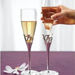 Champagneglass: "Love" holder med Glass - sølv