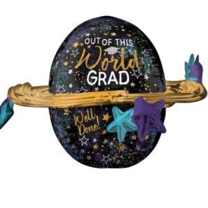 Folieballong: "Out Of This World Grad" med stjerner - 74cm