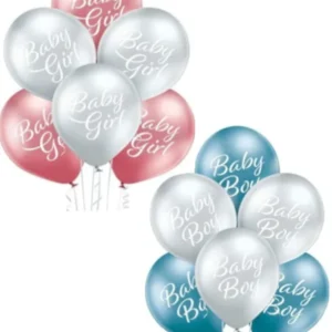 Lateksballonger (6stk): "Baby Boy/ girl" - Ulike farger - 30cm