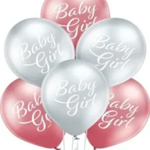 Lateksballonger (6stk): "Baby Boy/ girl" - Ulike farger - 30cm - Rosa