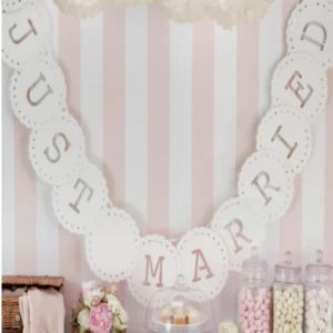 Banner / Girlander: "Just Married" - Elfenben - 3,5m