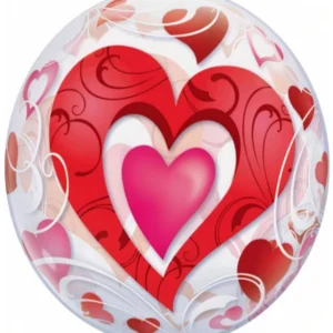 Bubbleballong: Hjerte med virvler – 56cm
