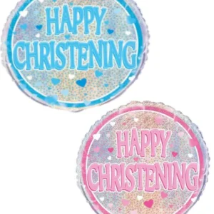 Folieballong:  "Happy Christening" - Ulike Farger - 46cm