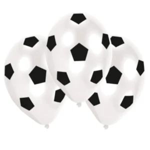 Lateksballonger (6stk): Fotball - Hvit og svart - 27,5cm