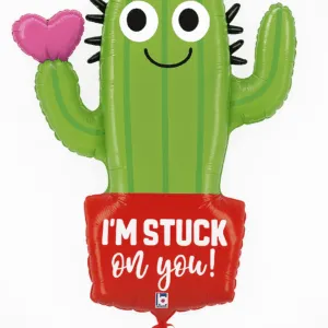 Folieballong I'm Stuck on You - Kaktus med hjerte - 81cm