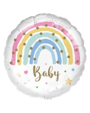 Folieballong: "Baby" - med regnbue - 43cm