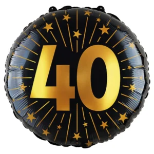 Folieballong: Ulike tall - med stjerne - Gull & Svart - 45cm