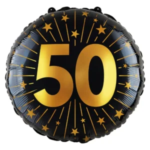 Folieballong: Ulike tall - med stjerne - Gull & Svart - 45cm