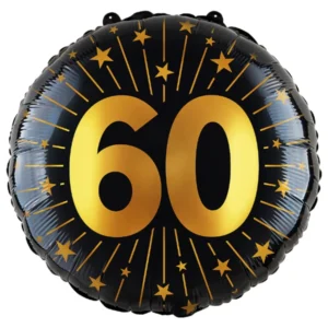 Folieballong: Ulike tall - med stjerne - Gull & Svart - 45cm