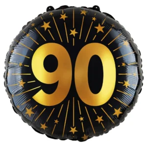 Folieballong: Ulike tall - med stjerne - Gull & Svart - 45cm