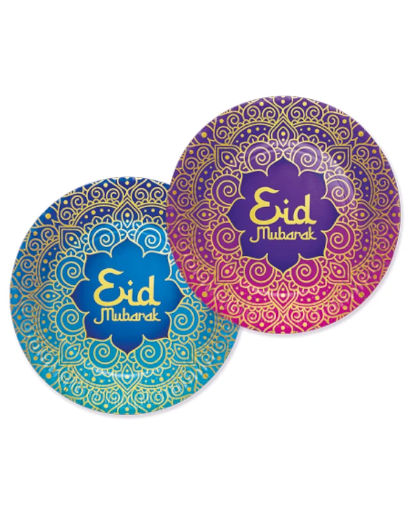 Tallerkener (8stk): "Eid Mubarak" - 23cm