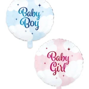 Folieballong: "Baby Boy/Girl" - Blå/Rosa & Hvit - 45cm