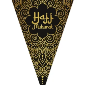 Girlander: "Hajj Mubarak" - Svart & Gull - 10m