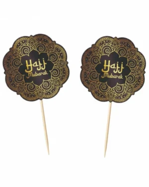 Cocktailpinner (12stk): "Hajj Mubarak" - Svart & Gull