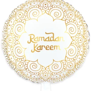 Folieballong: "Ramadan Kareem" - Hvit & Gull - 45cm