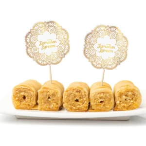 Cocktailpinner (12stk): "Ramadan Kareem" - Hvit & Gull