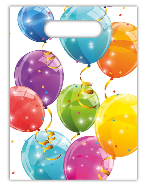 Gavepose (6stk): Glitrende ballonger med stjerne - Fargerik