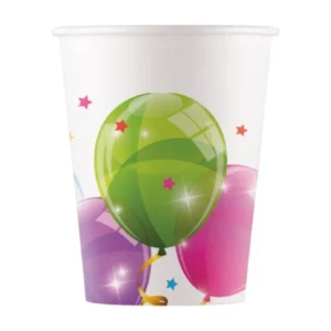Kopper (8stk): Glitrende ballonger - med stjerne - 200ml