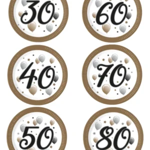 Tallerkener (8stk): Ulike tall - med ballonger og stjerner - 23cm