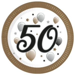 Tallerkener (8stk): Ulike tall - med ballonger og stjerner - 23cm