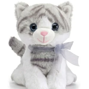 Bamse: Sittende katt - Hvit & Grå