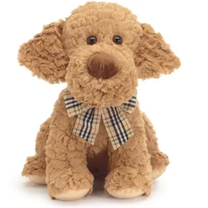 Bamse: Valp med bue - Brun - 28cm